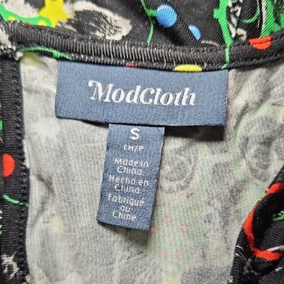 Modcloth Festive Holiday Kitty Dog Christmas Print Long Sleeve Dress Small New - Picture 8 of 10